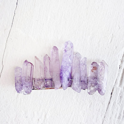 siren's call // quartz crystal hair clip barrette - purple lustre - by Peacock and Lime