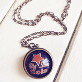 retro soda pop // vintage bottle cap and copper pipe pendant necklace - Big Star Cola - Peacock & Lime