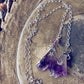 rocky mountain // silver electroformed amethyst slice mountain pendant necklace - Peacock and Lime