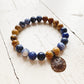 sand & sea // sodalite and picture jasper mala bead bracelet with sand dollar by Peacock & Lime