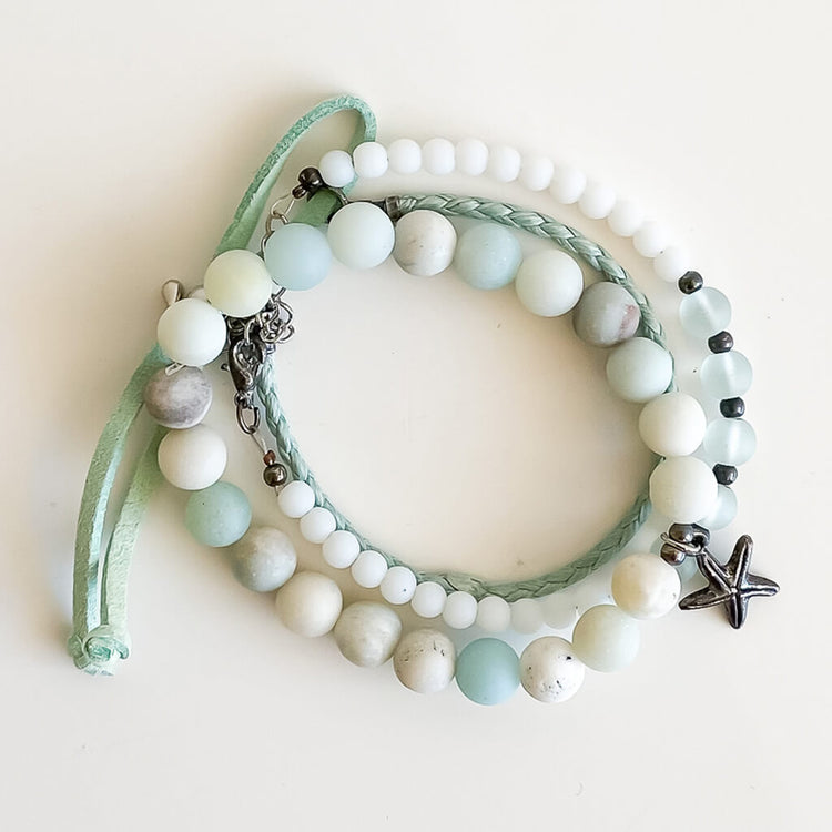 seafoam beachy bracelet style pack - Peacock & Lime