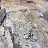 Selene // mini luna, moonstone & star silver necklace - Peacock & Lime