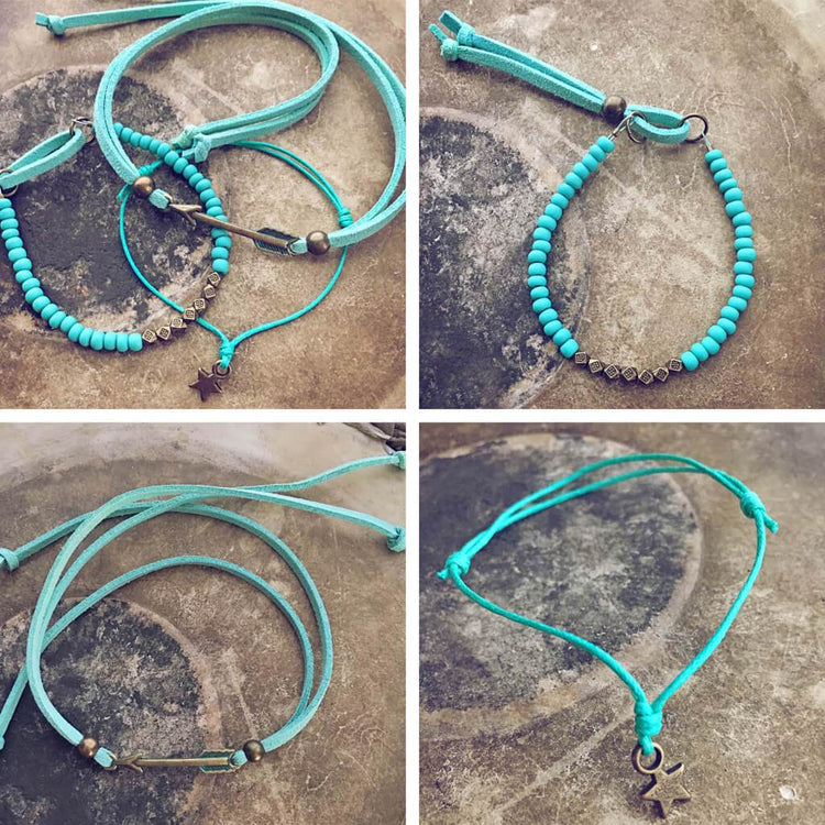 shoreline // beachy bracelet stack pack - set of 3 bracelets - Peacock & Lime