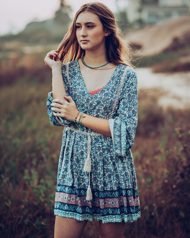 shoreline - brass star wish bracelet - Peacock & Lime