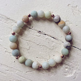 soothe // amazonite and rose gold mala bead bracelet - Peacock & Lime