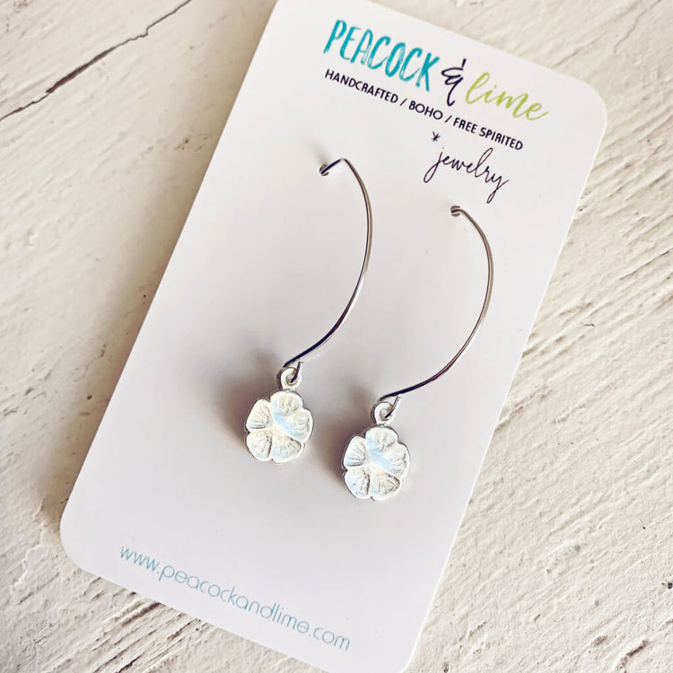 spring blossom // silver-plated baby botanical flower blossom charm earrings by Peacock & Lime