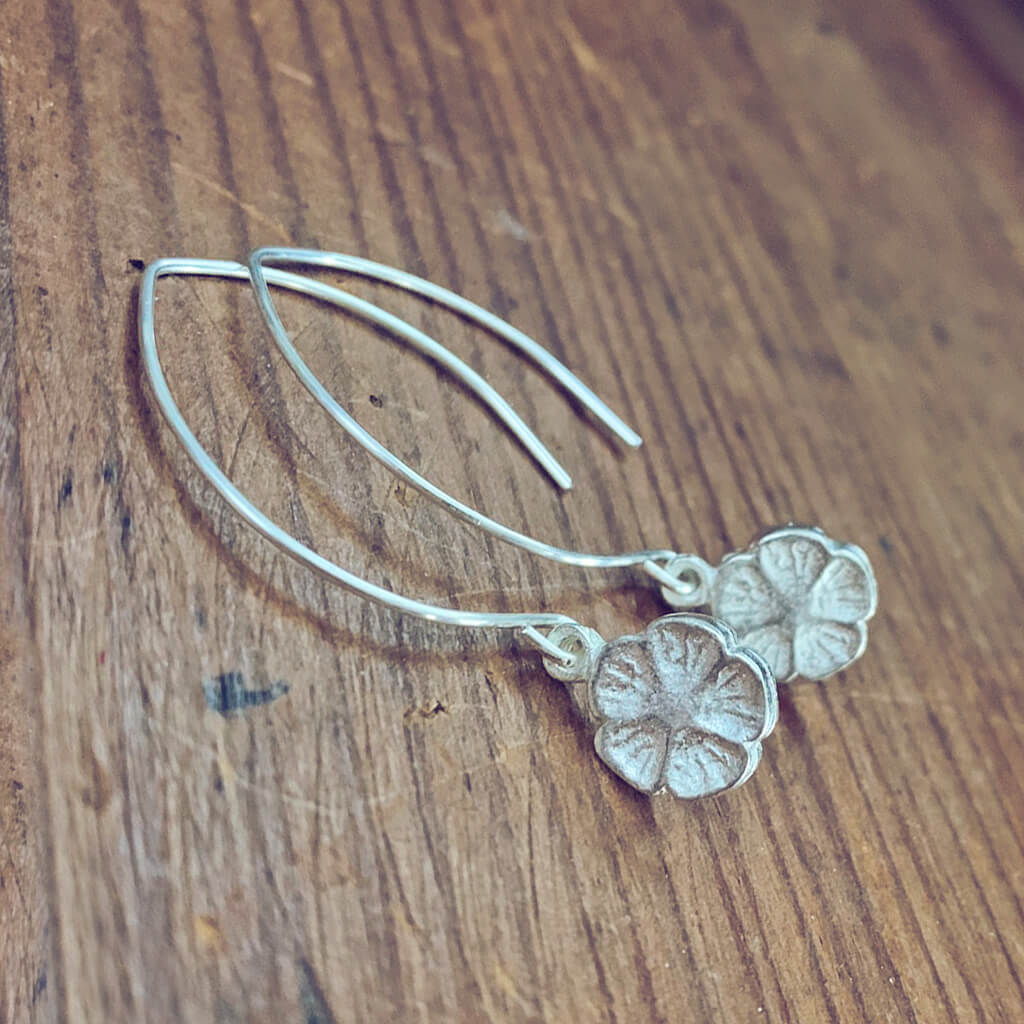 spring blossom // silver-plated baby botanical flower blossom charm earrings by Peacock & Lime