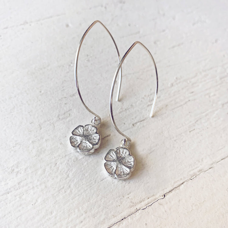 spring blossom // silver-plated baby botanical flower blossom charm earrings by Peacock & Lime