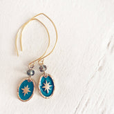 stargazer // enamel and brass oval starburst earrings - longer brass - by Peacock and Lime