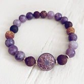 star of venus // beaded lepidolite gemstone bracelet with ishtar bead by Peacock and Lime