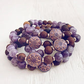 star of venus // beaded lepidolite gemstone bracelets with ishtar bead by Peacock and Lime