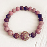 star of venus // beaded rhodochrosite gemstone bracelet with ishtar bead by Peacock and Lime