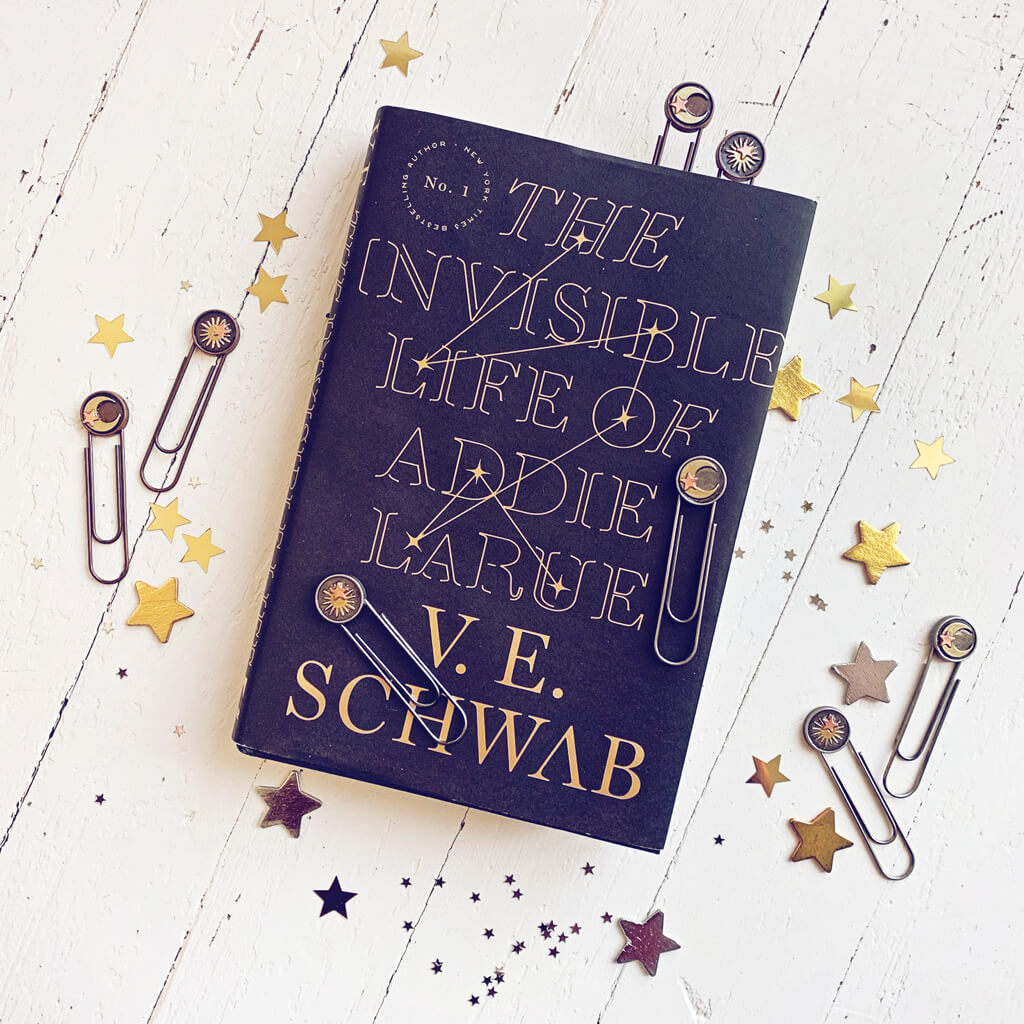 written in the stars // set of 2 sun moon & stars paperclip bookmarks or page markers - by Peacock and Lime