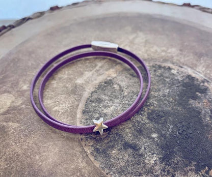 thin double leather wrap bracelet - star - Peacock & Lime , the original Peacock and Lime boho jewelry