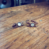 triple goddess // chunky electroformed copper moon phases and gemstone adjustable gap rings - moonstone - by Peacock & Lime