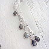 unity II - gemstone teardrop pendant necklaces - labradorite - Peacock & Lime