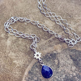unity II - gemstone teardrop pendant necklace - lapis lazuli - Peacock & Lime