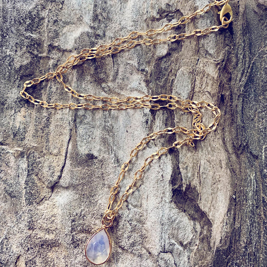 unity // opalite teardrop gemstone pendant necklace by Peacock & Lime