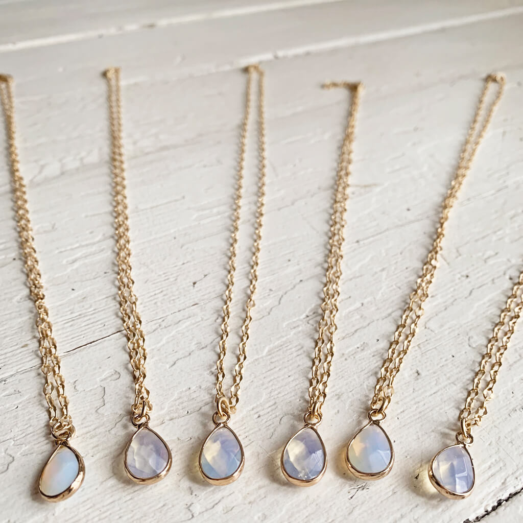 unity // opalite teardrop gemstone pendant necklaces by Peacock & Lime