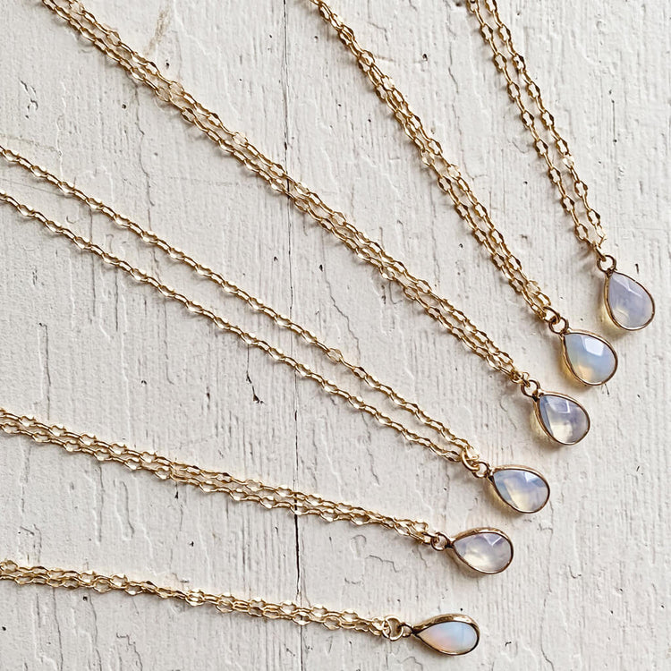 unity // opalite teardrop gemstone pendant necklaces by Peacock & Lime