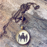 gothic // victorian-inspired antiqued brass bat pendant necklace by Peacock and Lime
