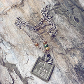Get Lost or Wild Air pewter handstamped nature pendant necklace - get lost - Peacock & Lime