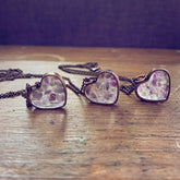 wild at heart // copper electroformed amethyst chip heart pendant necklace by Peacock & Lime