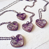 wild at heart // copper electroformed amethyst chip heart pendant necklaces by Peacock & Lime
